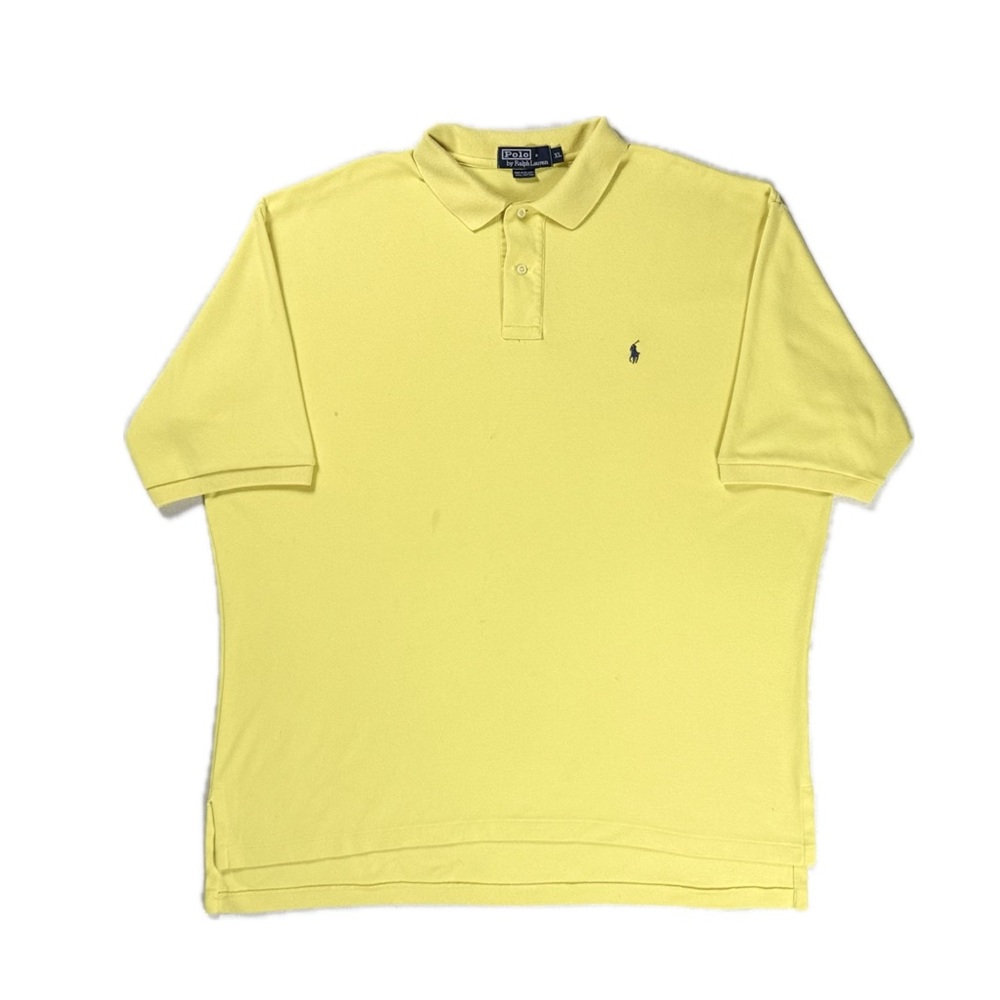 Polo Ralph Lauren 100% cotton yellow navy pony polo shirt mens XL
